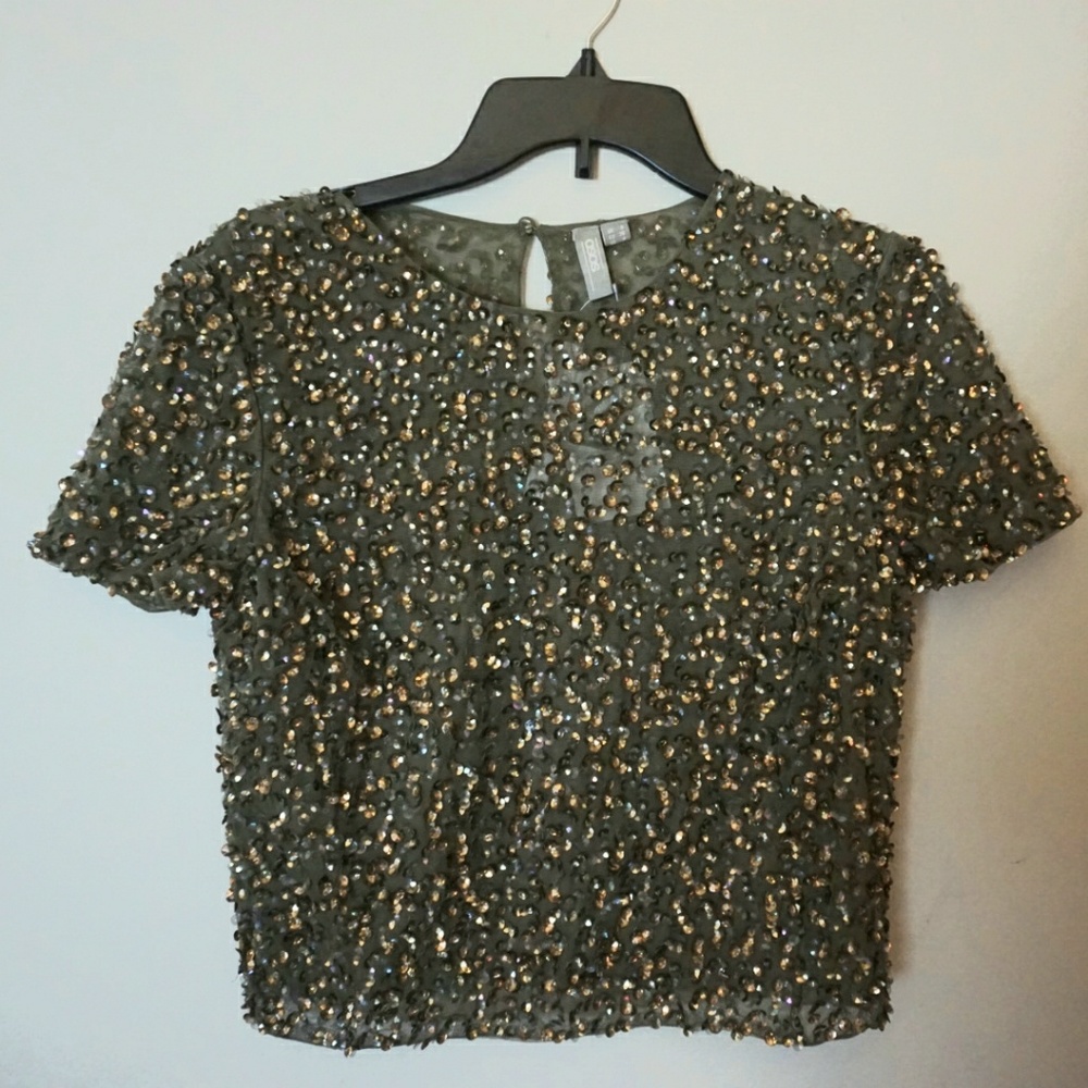 Asos Green Sequin Top Size 4 NWT